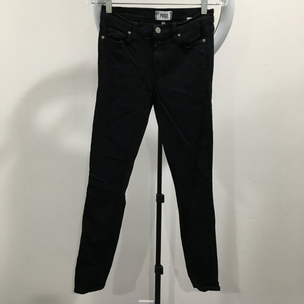 PAIGE Denim Black Overdye VERDUGO ULTRA SKINNY 5 Pocket Logo Hardware Jeans
